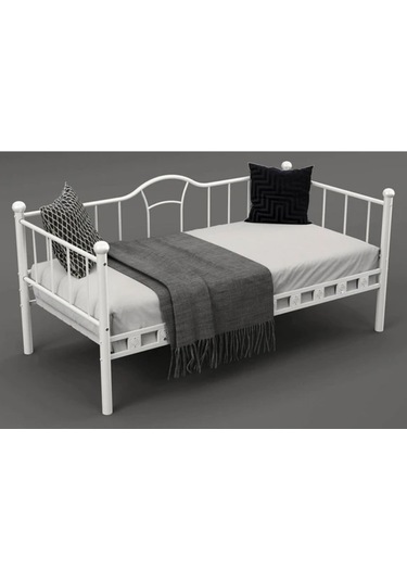 Reyo Kamelya Sedir Metal Karyola Beyaz 90x200