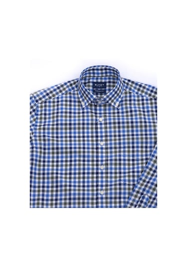 Giant Modern Fit Uzun Kol Kareli Erkek Gömleği - Günlük & İş Mavi