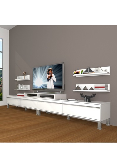 Decoraktiv Ekoflex 360r Mdf Krom Ayaklı Tv Ünitesi Tv Sehpası Beyaz