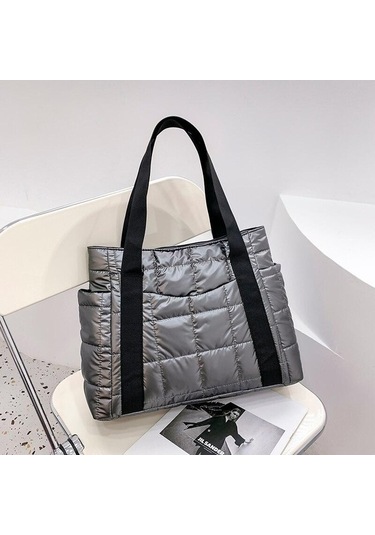 Ganzhoushop Tote Tasarımcı Tasarım Spor Omuz Naylon Markası Kış Kadınlar İçin Hit Ekose Dolgulu Dokulu Çantası Çantaları Çantaları Çantalar Büyük Black Alışveriş 2024 Sl Siyah