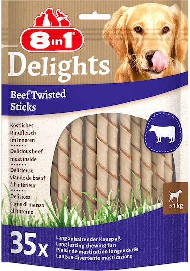 8in1 Delights Twisted Sticks Biftekli Köpek Ödül Kemiği 35 Adet