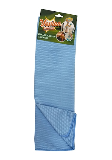 Microfiber 50x70 Cm Baklava Desen Cam Temizlik Bezi Mavi
