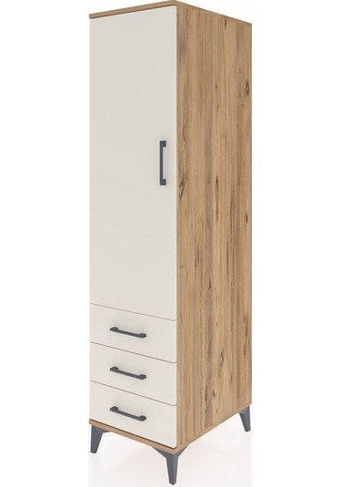 Kronos Dolap 2 Raflı 3 Çekmeceli Tek Kapaklı 44x59x182 Çam-ay... Çam