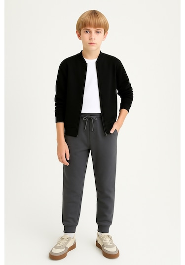 Erkek Çocuk Basic Jogger Paça Okul Eşofman Altı Ak-2350 Füme