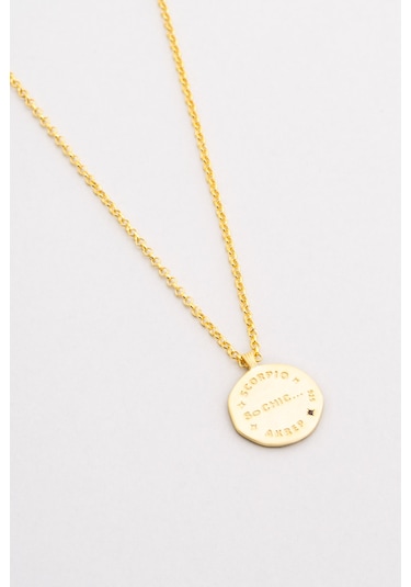 Akrep Burcu 18 Ayar Sarı Altın Kaplama 45 Cm Gümüş Kolye Sarı