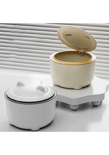 Suntek Masaüstü Çöp Tenekesi Sepeti Mini Kova Tezgah Ofis Beyaz