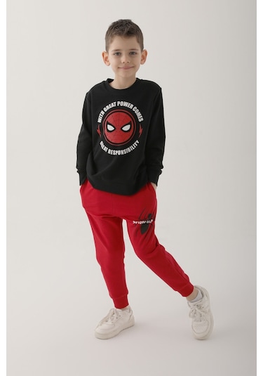 Spider Man D4832-3 Çocuk  Siyah Eşofman Takımı