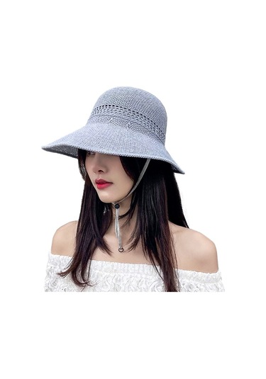 Kişiye Özel Dokuma Şapka Yumuşak Ve Hafif Geniş Kenarlı Yazlık Güneşlik, Doğal Hasır Malzeme İle Rahat Ve Şık Tasarım Gri