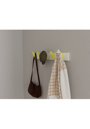 Hepsi3boyutlu Modern Duvar & Kapı Kanca Askılık - 5 Adet Sarı Kanca Askılık - Model No : 5 Sarı