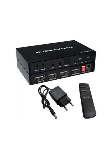 2x2 Hdmı Matrix 4k 60hz Değiştirici 2 İn 2 Out Optik & R/l Ses Çıkışı