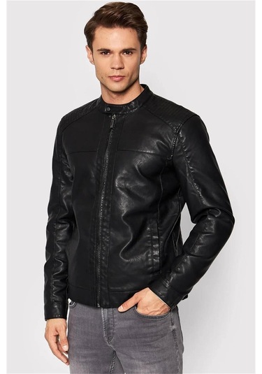 Only & Sons Onsmıke Pu Racer Jacket Otw Vd Erkek Ceket 22012339-siyah Siyah