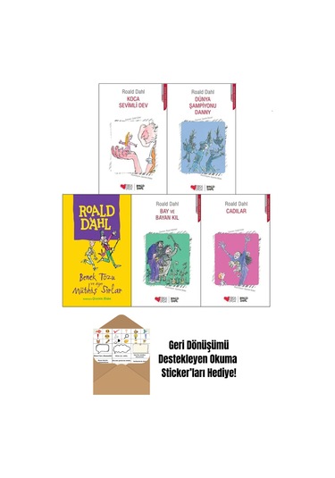 Roald Dahl 5 Kitap Set / Koca Sevimli Dev + Okuma Sticker'ları