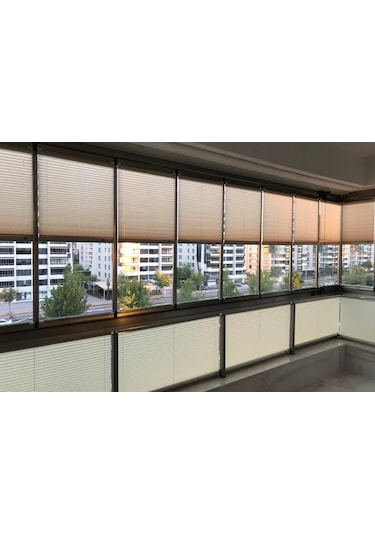 A.kahve 09-09 Plise Perde - Katlanır Cam Balkon Perdesi Açıkkahve