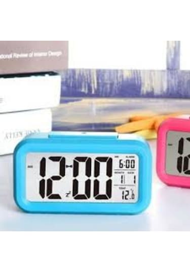 Lcd Işıklı Sensörlü Termometreli Alarmlı Dijital Masa Saati + Pil (253622563)