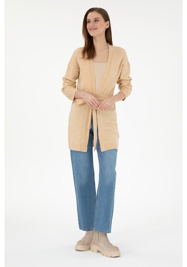 U.s. Polo Assn. Kadın Kum Melanj Hırka Triko 50297102-vr123 Kum Melanj