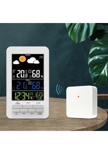 Motion003 1 Hava İstasyonu Dış Mekan Sensörlü Siyah Büyük Lcd Ekran İç Dış Sıcaklık Nem Basınç Hava Tahmini