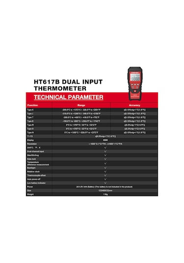 Springsun Habotest Ht617b Taşınabilir 2k Dijital Termometre - Yüksek Fırın & Sıvı Hidrojen