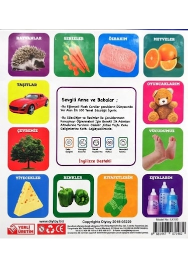 Diytoy İlk 100 Sözcük Flash Cards Eğitici Kart Zeka Kartları