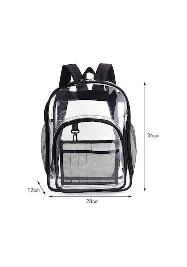 Yaozixa Üçlü Siyah Transparan Pvc Çanta Seti - Öğrencilik İçin Büyük Kapasiteli双肩包 - Günlük Kullanım Kolaylıkları Şeffaf
