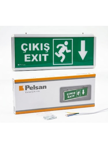 Fazör - Pelsan Çift Yön Çıkış Yönlendirme Armatürü Işıklı Acil Durum Kitli Bataryalı