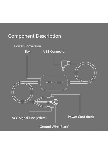 70mai 24 Saat Park İzleme Araç Aşırma Hattı Usb Obd Buck Hattı 70mai Araç Dvr Kamera Özel Hattı 5v 3a