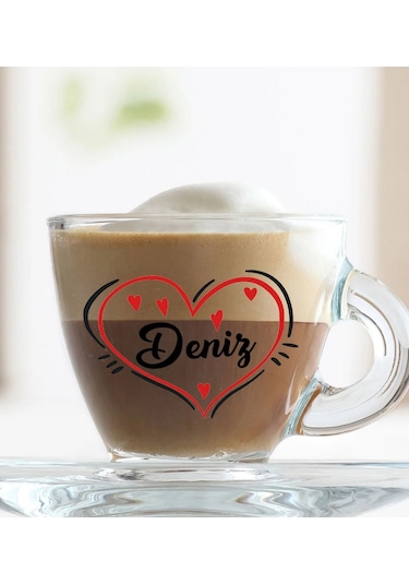 Bk Gift Kişiye Özel İsimli Dtf Cam Kahve Fincanı-1, Sevgiliye Hediye, Arkadaşa Hediye, Doğum Günü Hediyesi Kobitmeyencom31022 Bk Gift