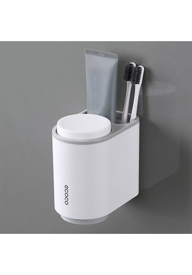 Dianziye Gri Renkli Magneetik Diş Fırçası Tutucu, Delme Yok Kurulum, Ters Yükleme Su Akışı, Geniş Depolama Alanı - 3312 Gri