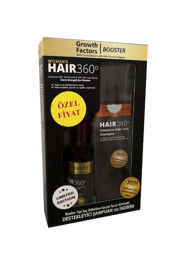 Hair 360 Growth Factors Intensive Kadın Tipi Saç Dökülmesine Karşı Şampuan 150 ML + Sprey 50 ML