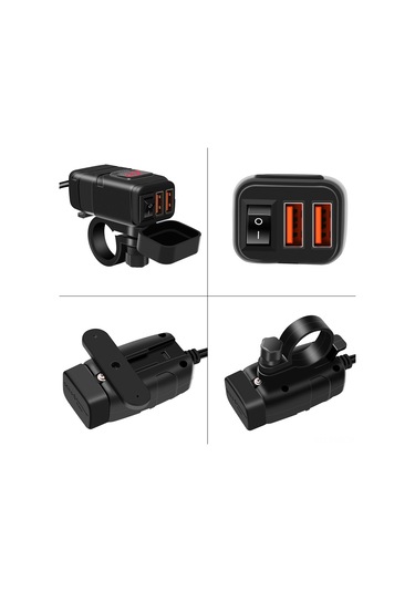 Samdoo Hızlı Şarj Cihazı - Qc3.0 Çift Usb Portlu Motosiklet Voltmetreli Şarj Aleti