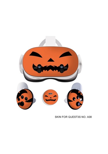 Meta Quest 3s Vr Kulaklık Denetleyici Çıkartmaları Cadılar Bayramı Desenli Vinil Koruyucu Kapak Black