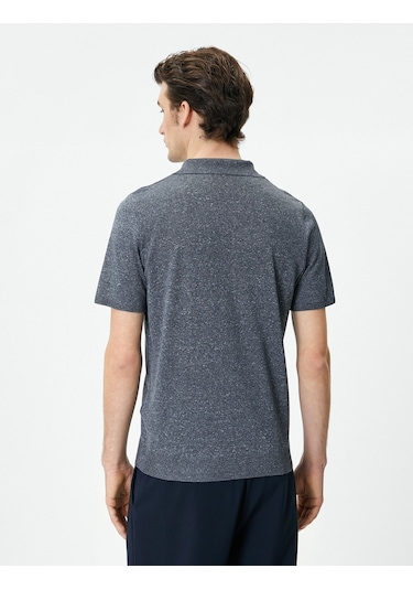 Koton Polo Yaka Triko Kazak Slim Fit Kısa Kollu Kırçıllı Lacivert 4sam70008ht Lacivert