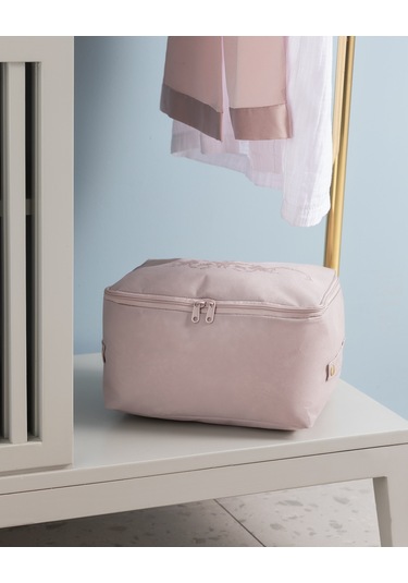 Çiçek Desen Baskılı Hurç - Pudra - 52x28x21 Cm Pudra