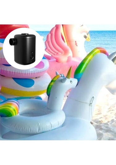 Springsun Taşınabilir Şişirme Pompası - 3000mah Pil, 4 Nozul, Hızlı Şişirme, Kompakt Tasarım, Siyah