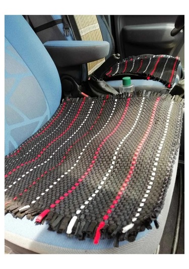 Terletmez 3'lü Minder Set Serme Kilim Siyah Beyaz Siyah - Kırmızı