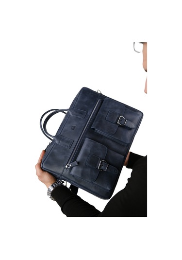 Mft Leather Hakiki Deri Laptop El Çantası Loreen 2230 Tiguan Lacivert