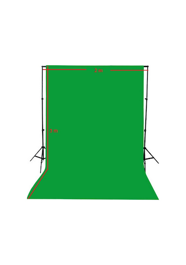 Greenbox Chromakey Ürün Çekimi İçin 200 x 300 CM Yeşil Fon Perde + 200 x 200 CM Fon Standı