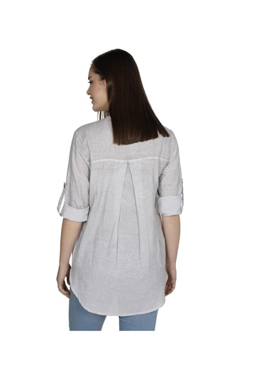 Uzun Kol Şile Bezi Akasya Bluz Gri Gri