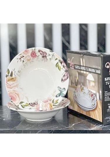 Dijital Baskılı 2'li Makarna Tabağı 26cm Çok Renkli