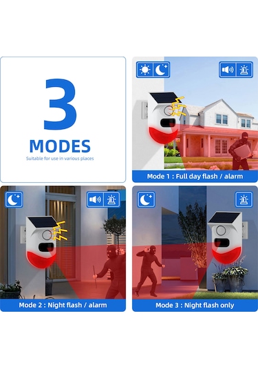 Mufunye Tuya Wifi Güneş Enerjili Kablosuz Kızılötesi Hareket Sensörü Dedektörü Strobe Siren 120db Alarm Su Geçirmez Pır Sensörü