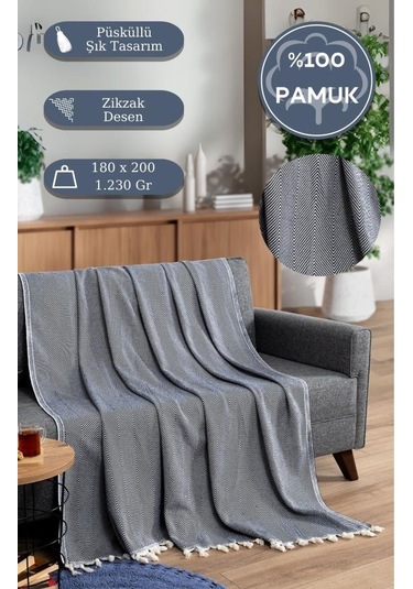 Battaniye Pamuk Miren 180x200 Cm Lacivert