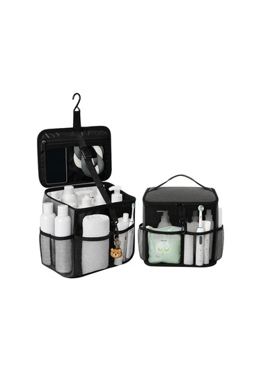 Shineyee Gri Banyo Organizer Sepeti - Pvc Ağ + Oxford Kumaş, Hızlı Kuruyan, Taşınabilir, Banyo/spor Salonu/seyahat İçin, 48 27 18cm 2501 Gri