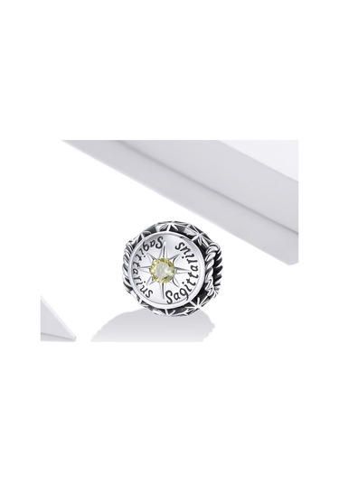 S925 Ayar Gümüş On İki Takımyıldızı Zirkon Boncuk Dıy Bilezik Kolye Aksesuarları, Stil: Yay Çok Renkli