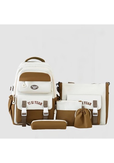 Honeybeeshop Kahverengi Kanvas Preppy Tarzı Pratik Hafif Sırt Çantası Seyahat Alışveriş Ve İş İçin Kahverengi