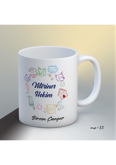Kişiye Özel Veteriner Hekim Temalı Kupa Bardak Beyaz