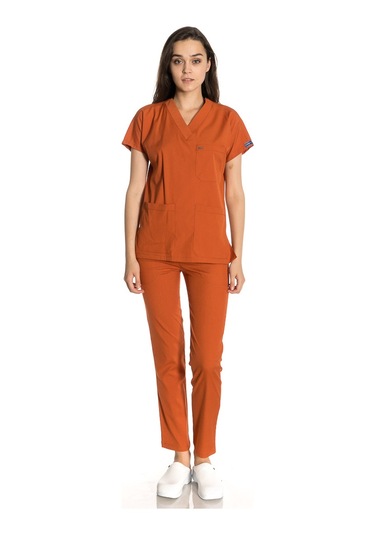 Unisex Likralı Kiremit Doktor / Hemşire Forması