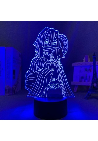 Szypzstore Led Işık Anime Demon Slayer Obanai Iguro Çocuk Yatak Odası Dekoru Aydınlatma Doğum Günü Hediyesi Manga 3d Gece Lambası Kimetsu Ny3q6j Renkli