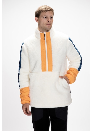 Bomb Marshmallow Yarım Fermuarlı Erkek Polar Beyaz