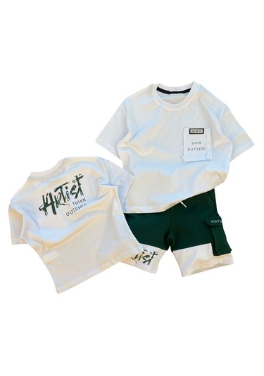 Erkek Çocuk Önü Arkası Artist Yazılı Torba Cepli Şortlu Takım