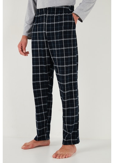 Buratti Ekoseli Pamuklu Regular Fit Yüksek Bel Bisiklet Yaka Erkek Pijama Takımı 6574000 Gri