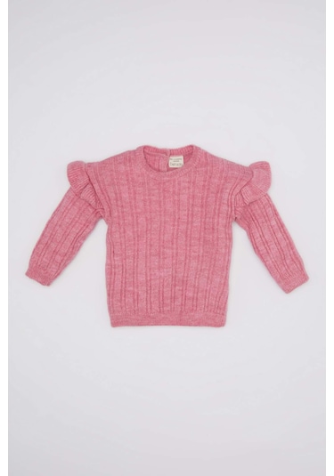 DeFacto Kız Bebek Bisiklet Yaka Triko Pembe Kazak C8314A524WNBR105